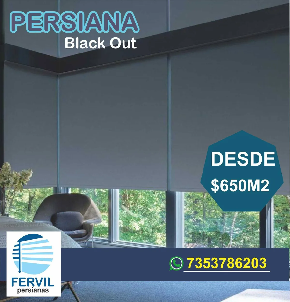 Persiana blackout instalada en ventanales