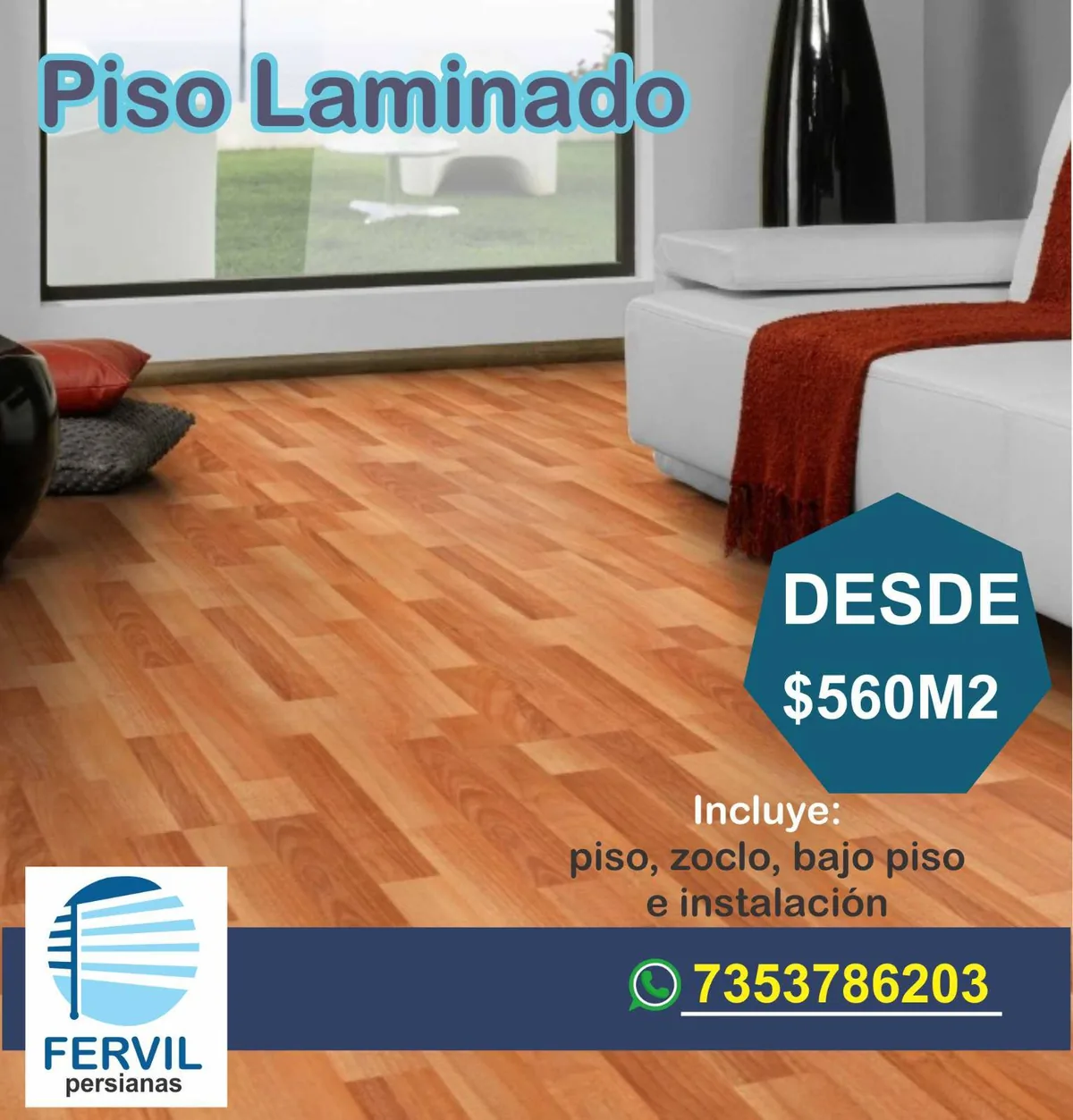 Piso laminado instalado en sala
